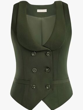 #135- Belle Poque Woman’s Double Breasted Waistcoat Vintage Lapel Collar Vest